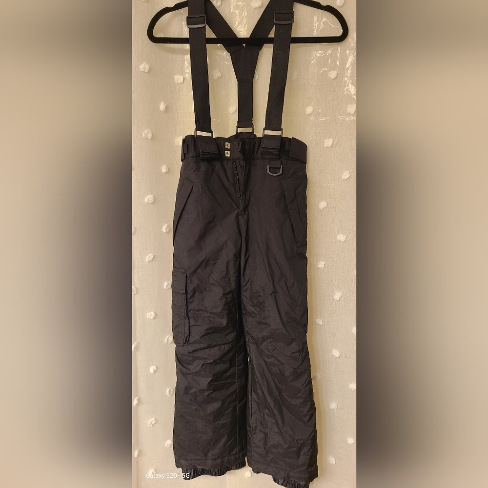 Kids Ski Bib Pant Snowboard Winter sport insulated black bibs 10 youth